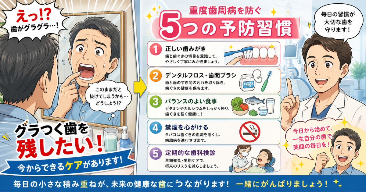 グラつく歯を残したい！重度歯周病で歯を失うのを防ぐ5つの予防習慣