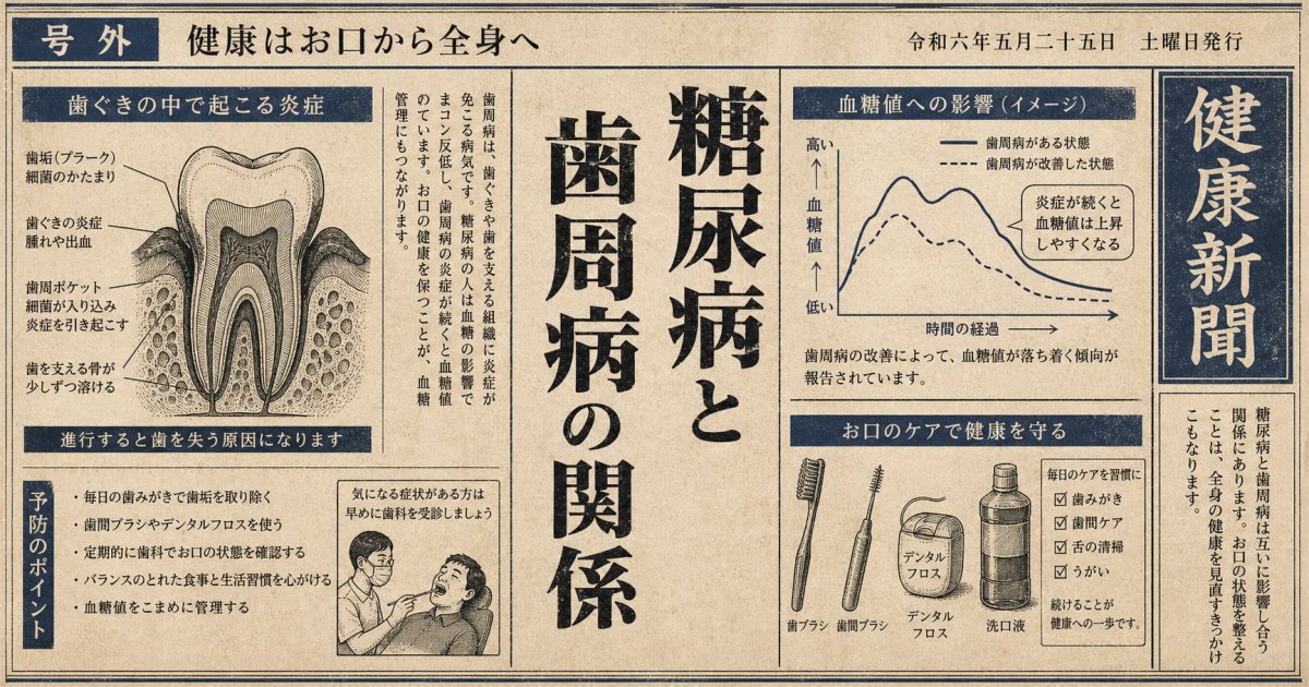 糖尿病と歯周病の関係とは？血糖値が気になる方の歯ぐきケアと治療