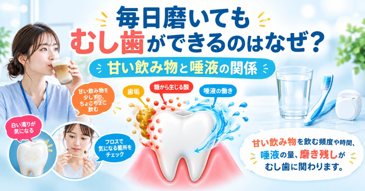 毎日磨いてもむし歯ができるのはなぜ？甘い飲み物と唾液の関係